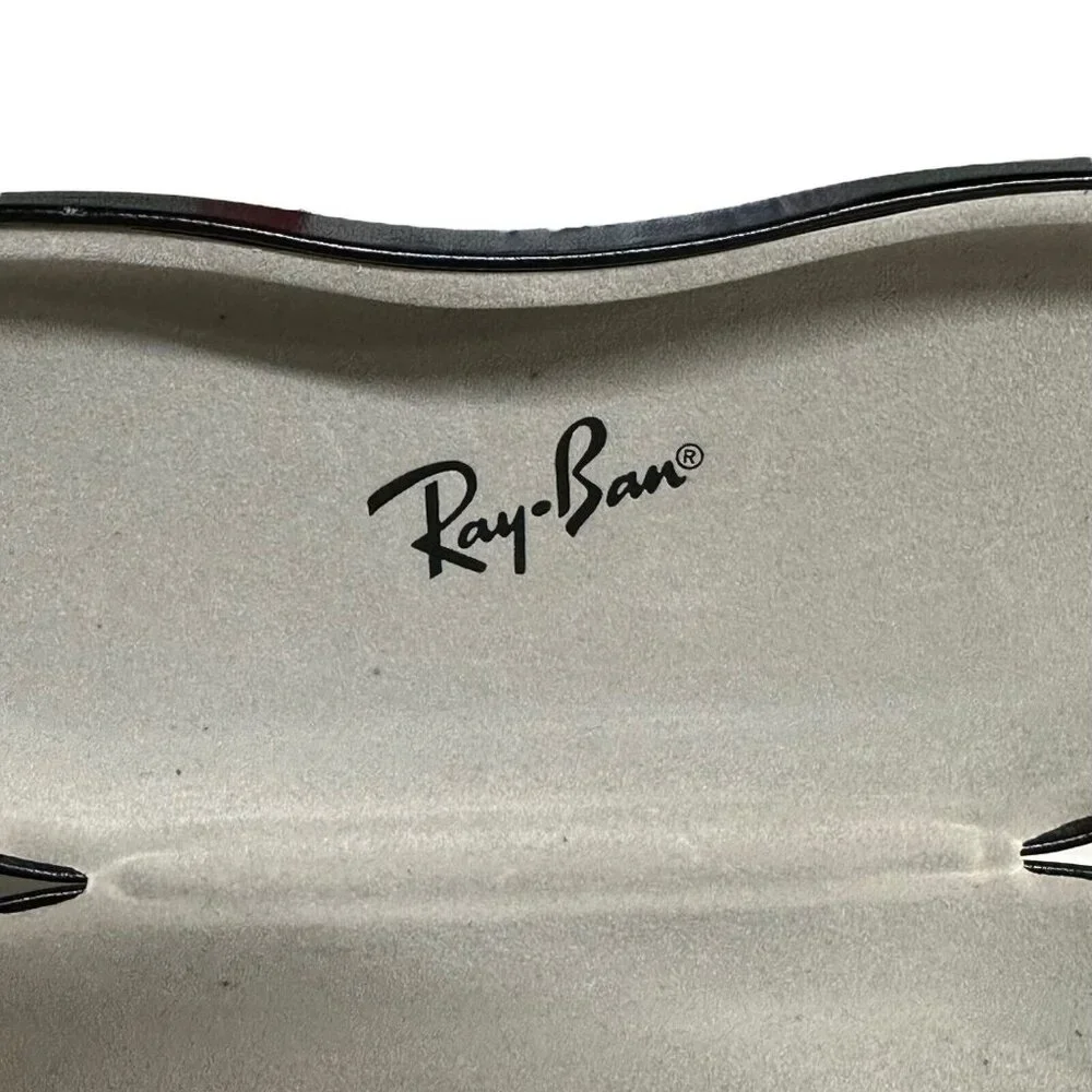 Genuine Ray Ban‎ Hard Clamshell Eyeglasses Case Black Faux Leather + Lens Cloth